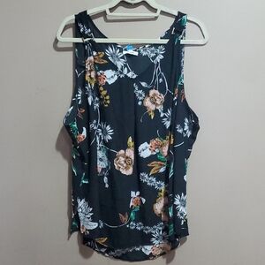 Maurices Black Floral Tank Top Size 2X